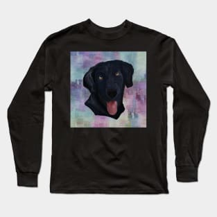 Dog Lover Custom Gifts, Black Lab Graphic Design Painted Abstract Art Labrador Dog Gift Long Sleeve T-Shirt